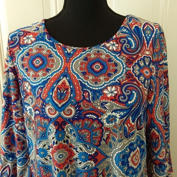 Tacera 3/4 sleeve Paisley textured print dress - Picture 3 of 11